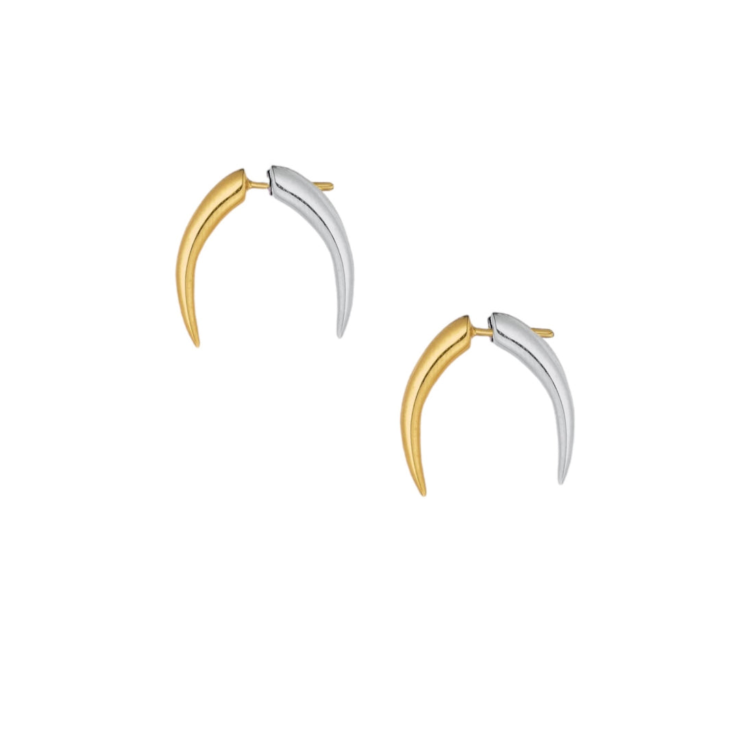 Haniotis Hellas_ - Earrings from Eternal Waves collection - Aegean-inspired jewelry - Two-tone jewelry - Gold and Sterling Silver earrings - Greek mythology-inspired earrings - Trendy statement jewelry - Mix and match earrings - Casual and formal earrings - Neda earrings and Neso earcuffs - Heirloom jewelry - Ethically sourced materials - Certificate of Authenticity - Greek jewelry brand