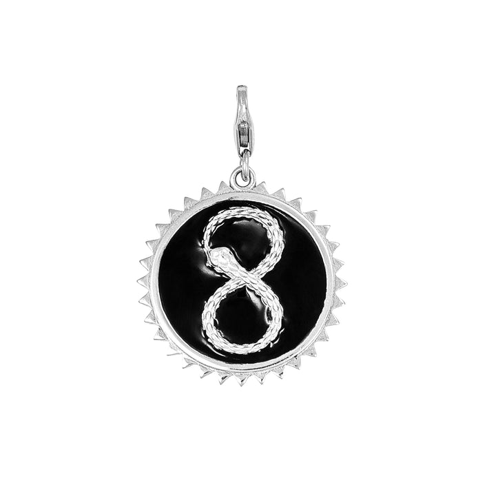 Black Ouroboros Charm in Sterling Silver