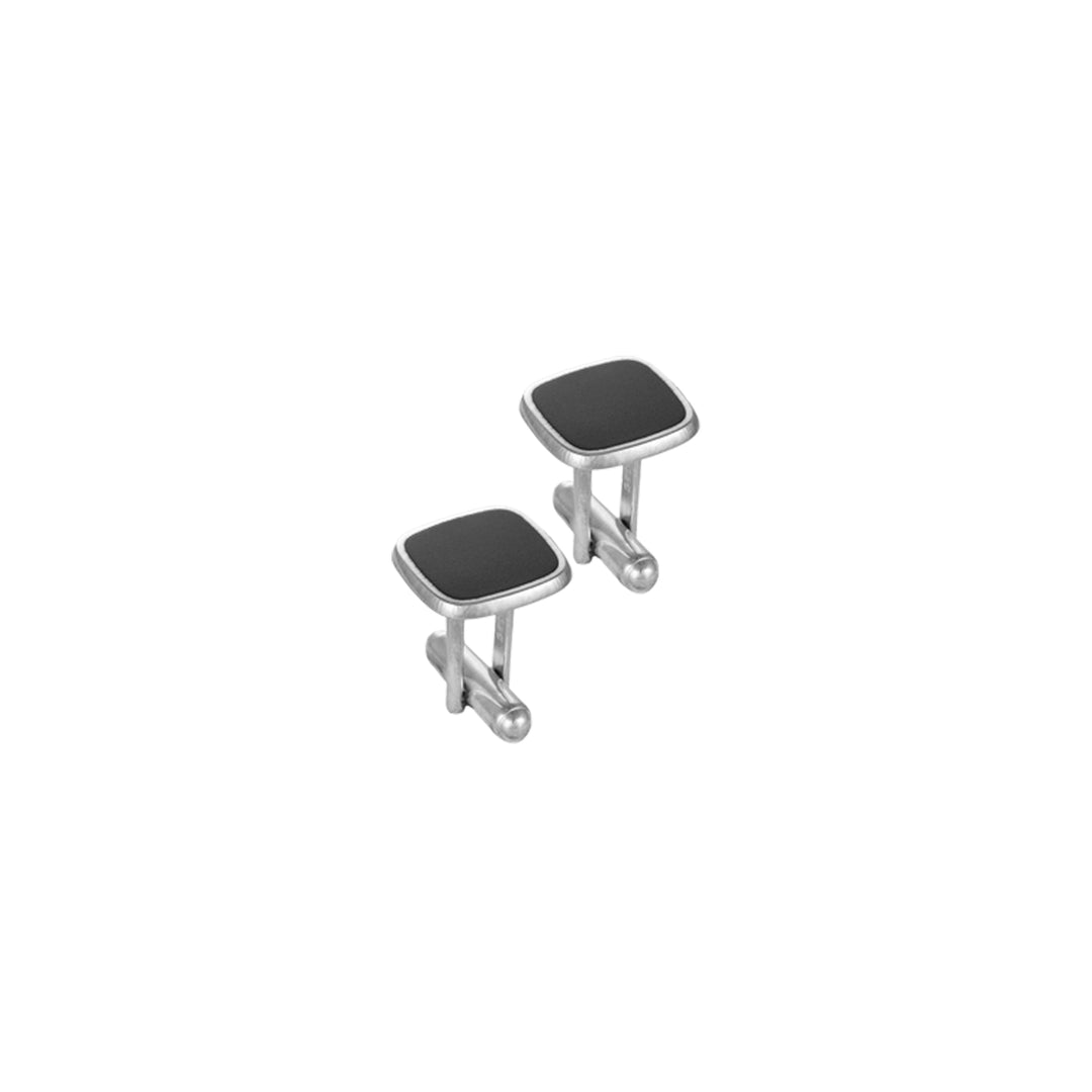 Wisdom Cufflinks with Black Enamel in Sterling Silver