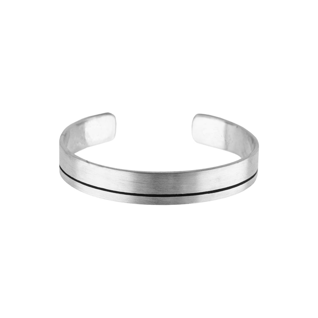 Haniotis Hellas_- Men's cuff bracelet - Sterling silver jewelry - Black enamel bracelet - Clean and minimal design - Versatile accessory - Timeless heirloom - Ethically sourced materials - Lifetime guarantee - Greek jewelry craftsmanship - Modern gentleman style