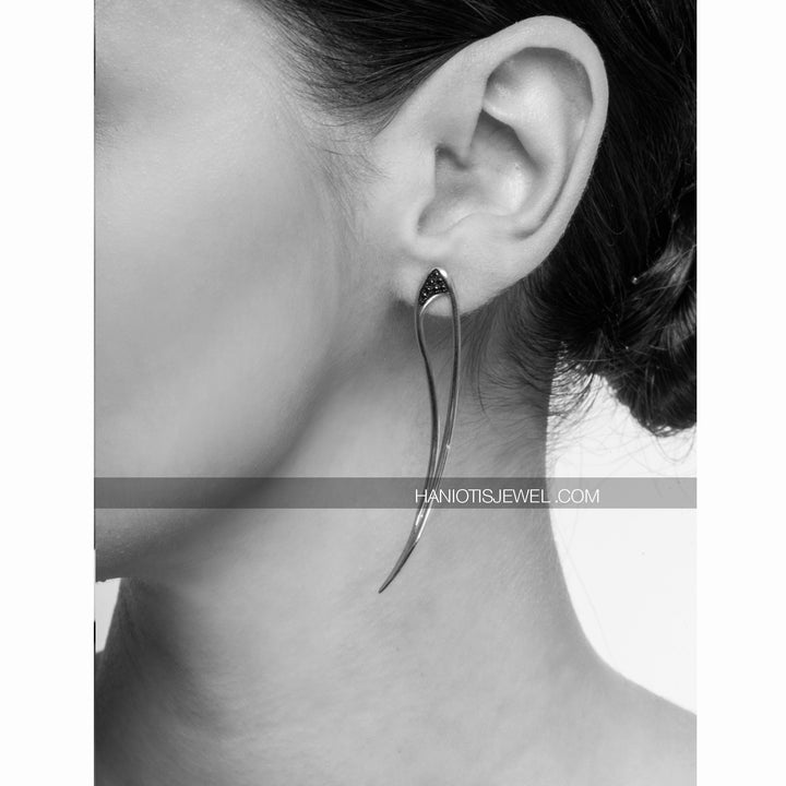 Black Diamond Aegean Earrings in Sterling Silver