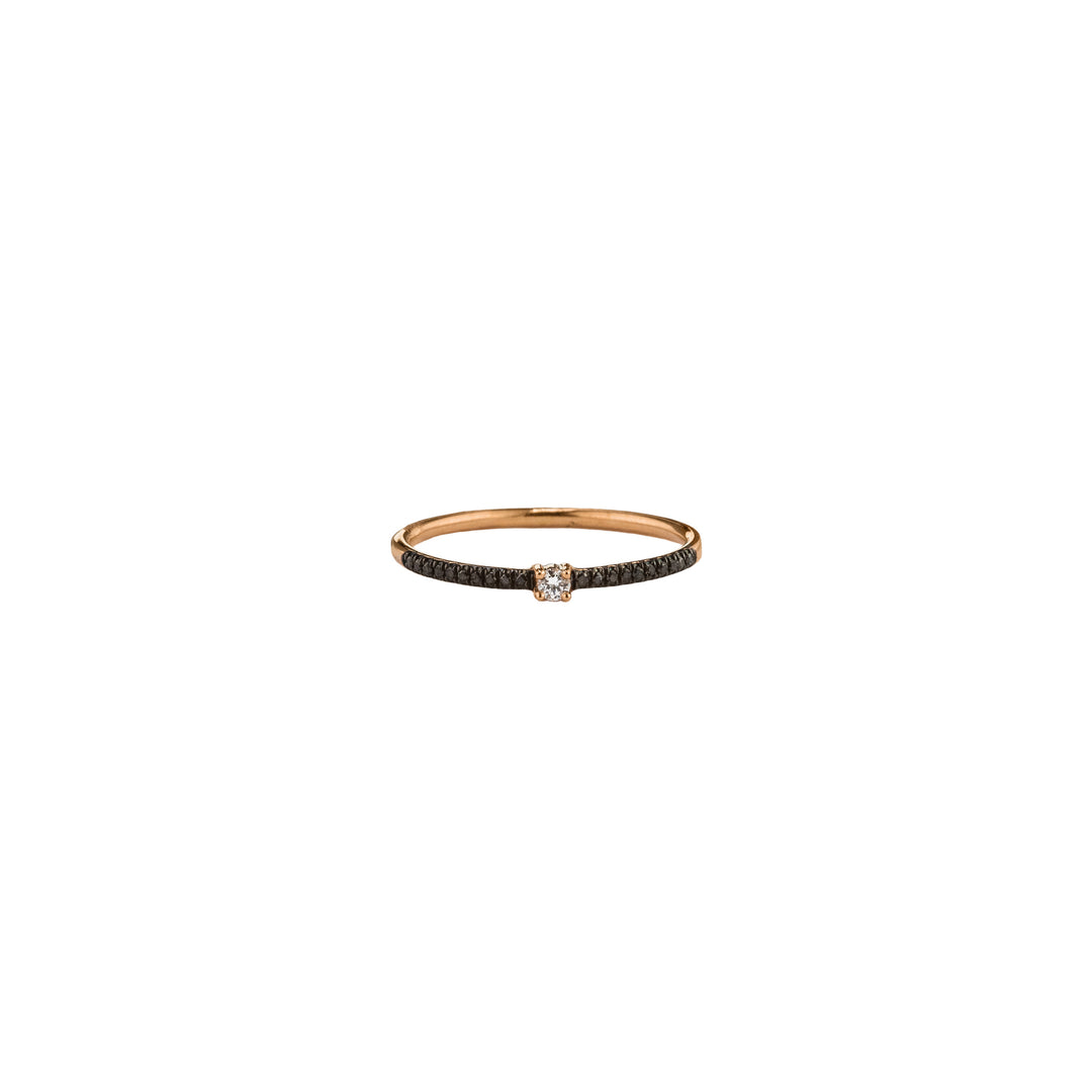 White Diamond and pave Black Diamonds Ring