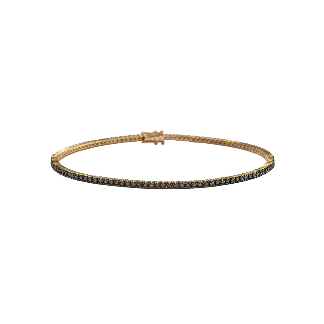 Tennis Bracelet with Black Diamonds in Rose Gold