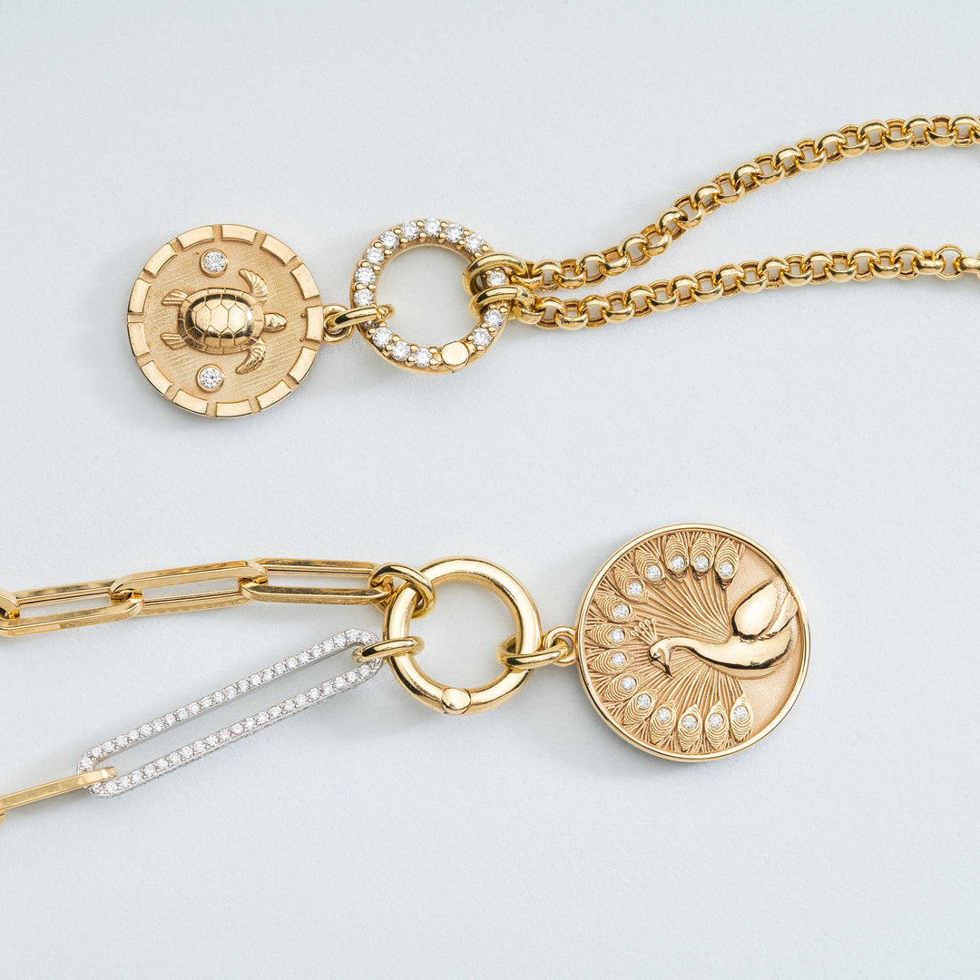 Peacock Charm in 18K Gold