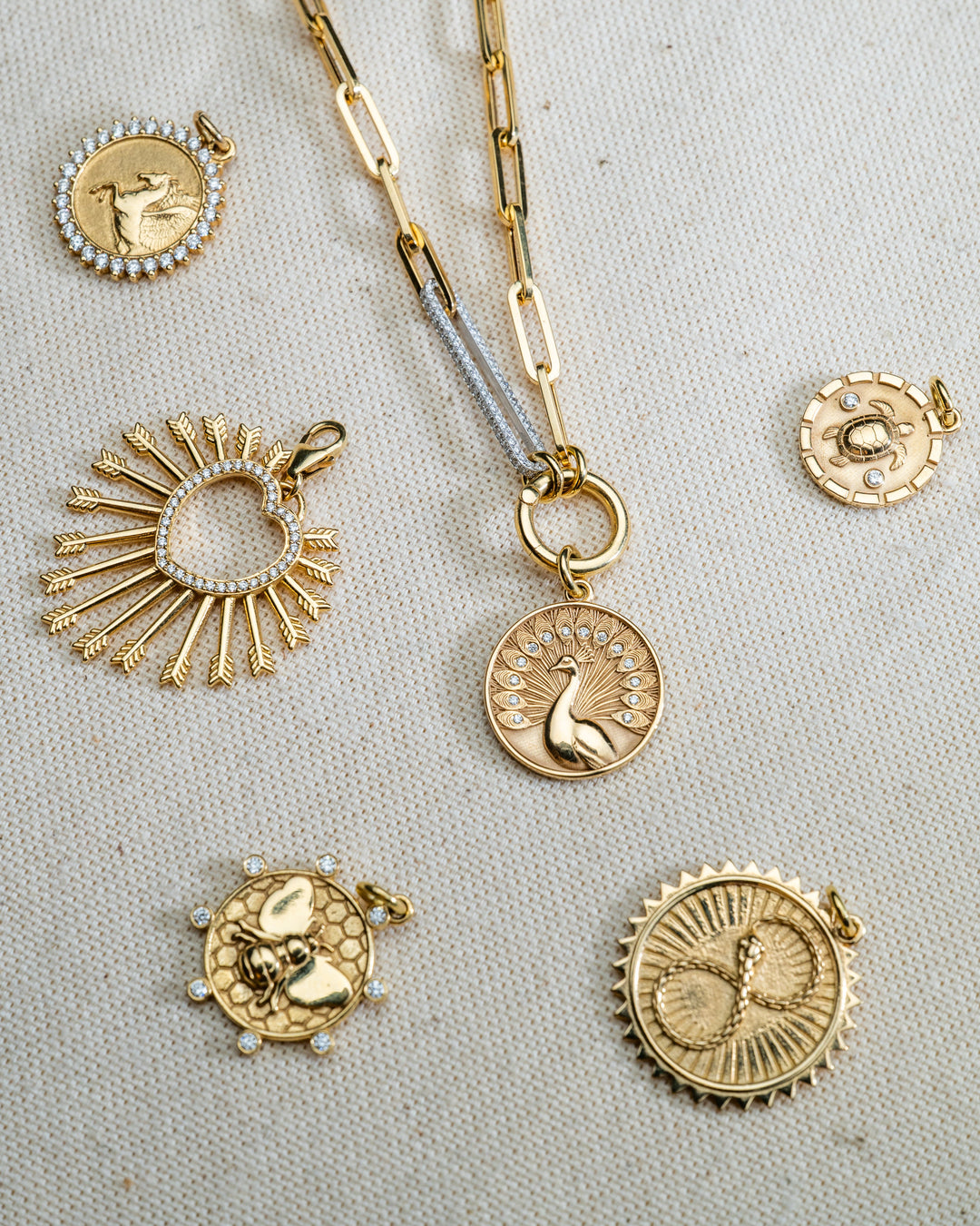 Peacock Charm in 18K Gold