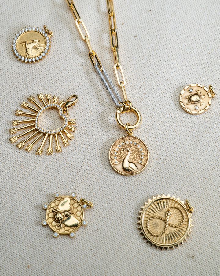 Peacock Charm in 18K Gold
