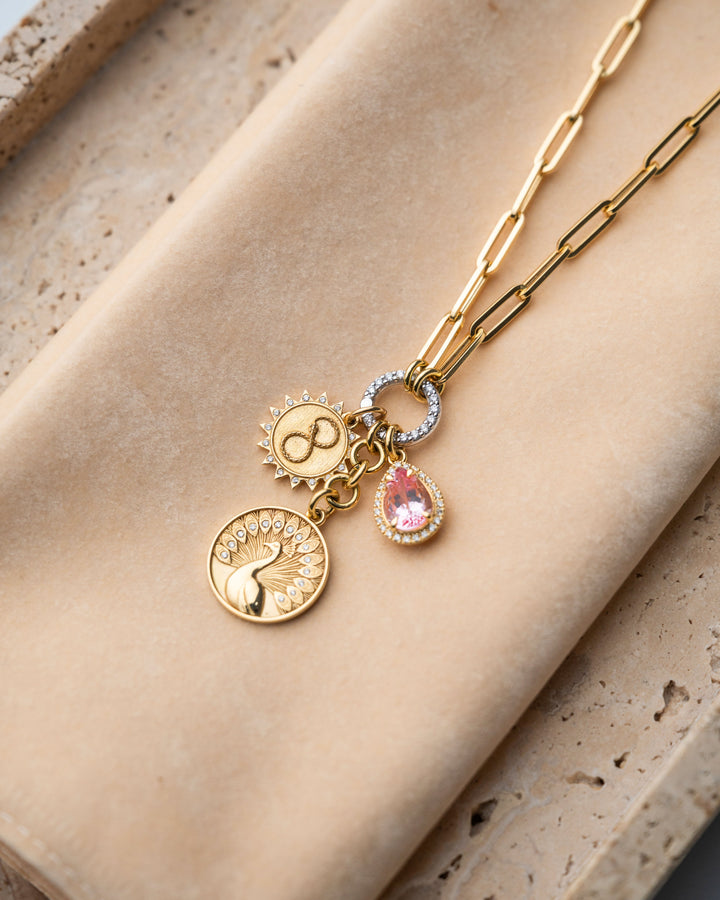 Peacock Charm in 18K Gold