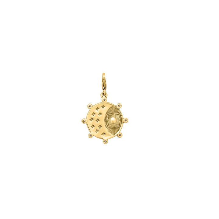 Bee, Mini Lion and Sapphire Eye in white diamonds with Mini Paperclip clasp extension chain in 18K Gold