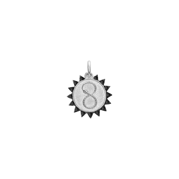 Black Diamonds Ouroboros Charm in Sterling Silver