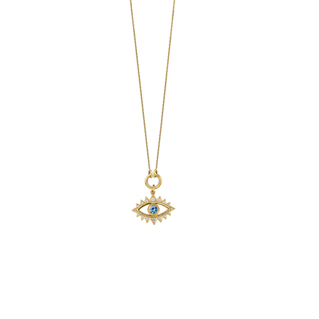 Sapphire Eye with Skinny mini clasp chain in 18K Gold