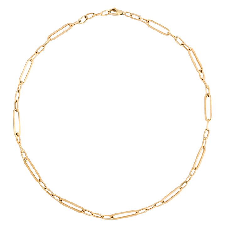 Mini Blend Paperclip Chain in Solid Gold