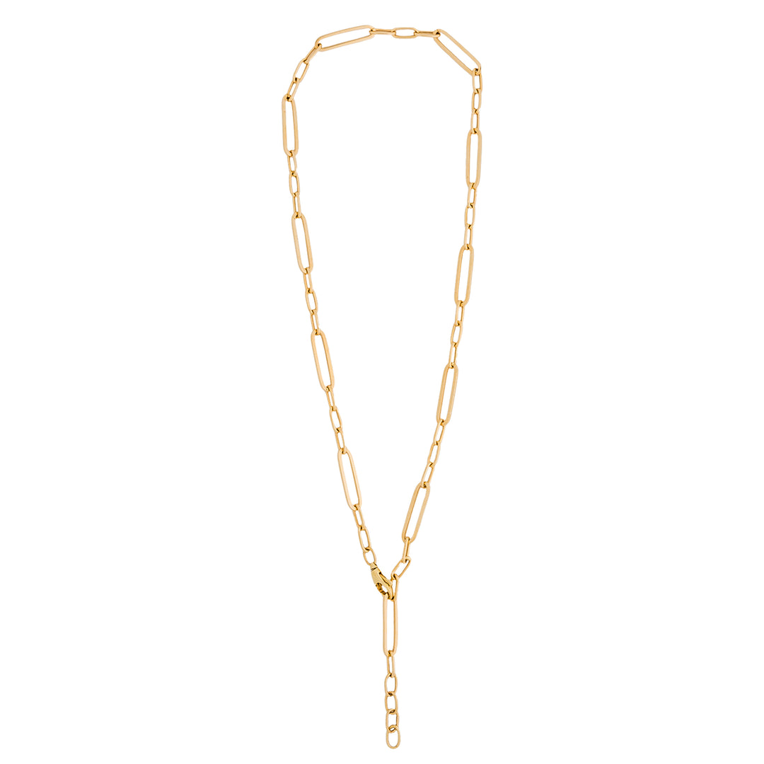 Mini Blend Paperclip Chain in Solid Gold