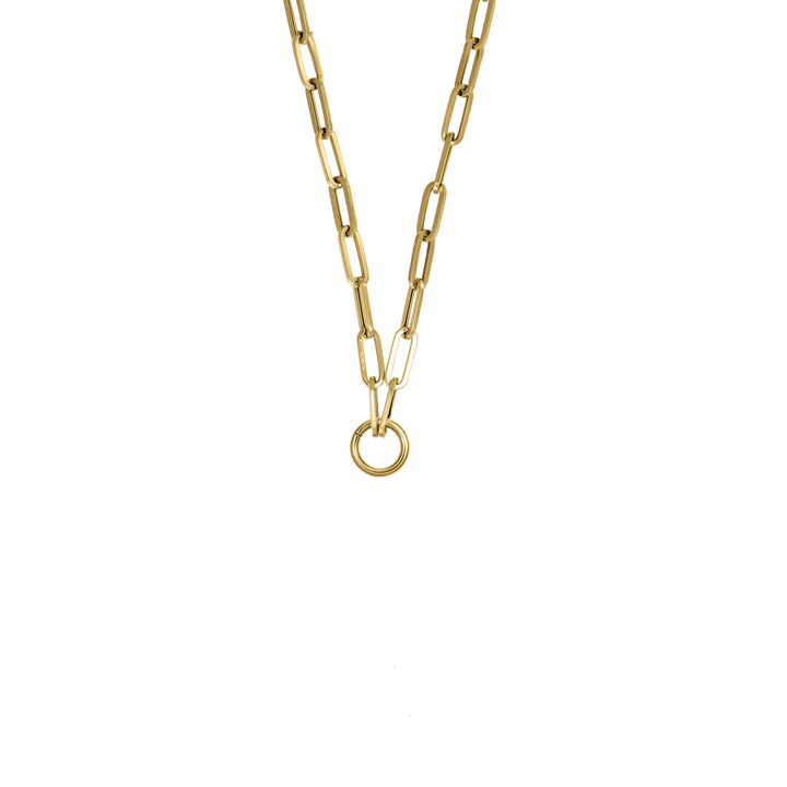 Paperclip Chain with Round Clasp in 18K Gold