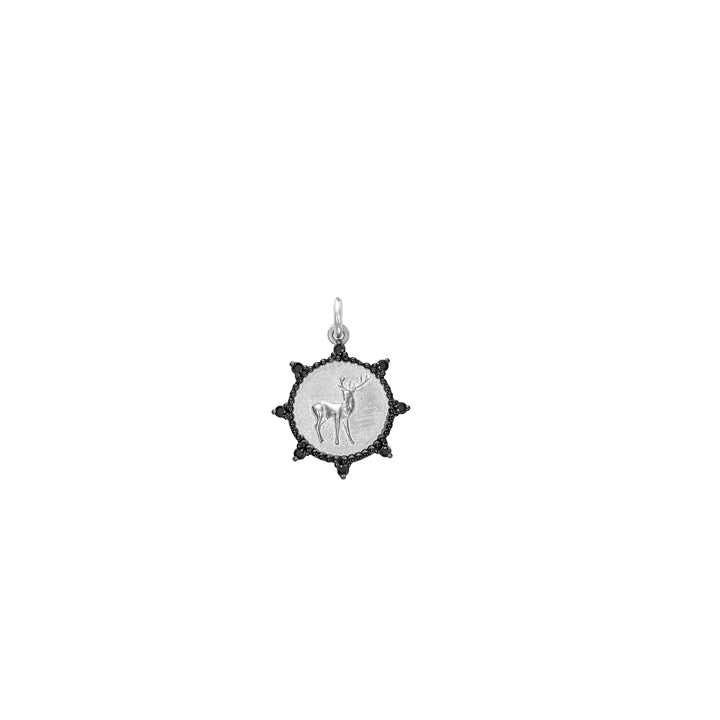 Diamond mini Deer Charm in Sterling Silver