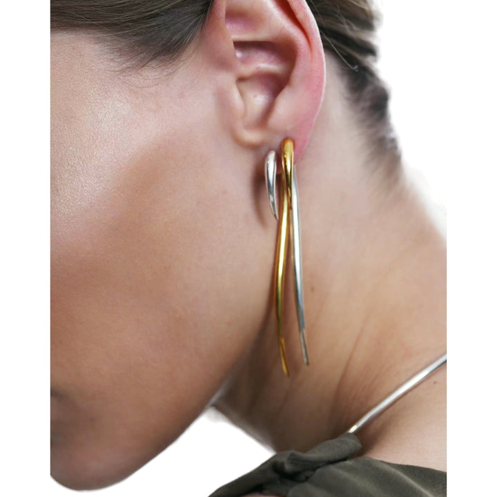 Two-tone Neda Earrings in Solid Gold and Sterling Silver