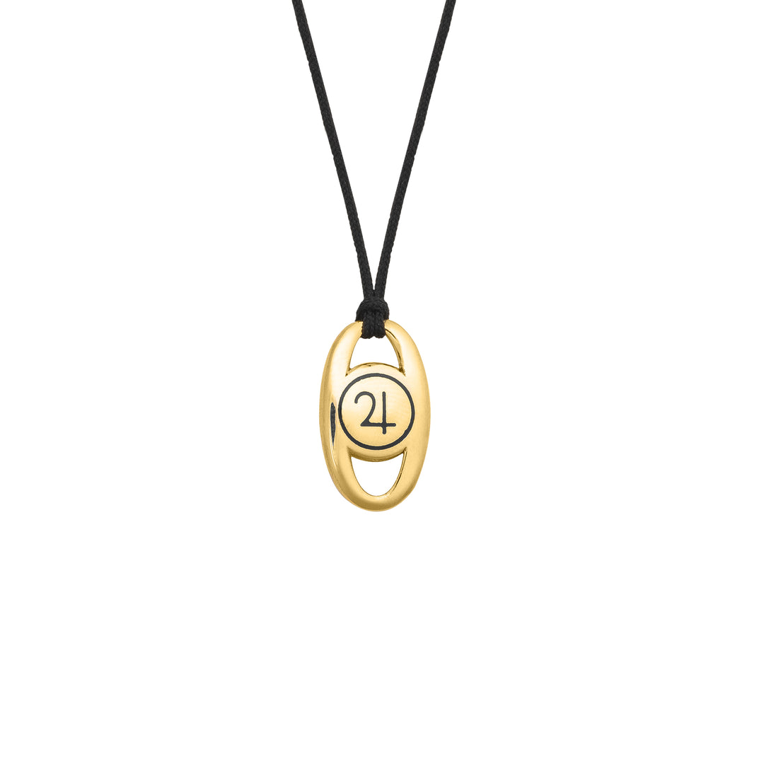 Haniotis Hellas_Lucky Charms_Unity Link 2024_Gold with black enamel_- Unity Link 2024 lucky charm - Pendant in gold color with black enamel - Symbol of strength and determination - Unbreakable bond between loved ones - Significance of strong relationships - Talisman representing unity