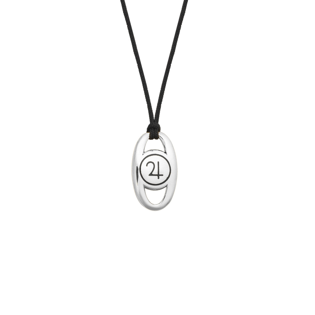 Haniotis Hellas_Lucky Charms_Unity Link 2024_Silver with black enamel_- Unity Link 2024 lucky charm - Pendant in gold color with black enamel - Symbol of strength and determination - Unbreakable bond between loved ones - Significance of strong relationships - Talisman representing unity