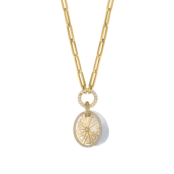 Meandros with Mini Paperclip diamond clasp chain in 18K Gold