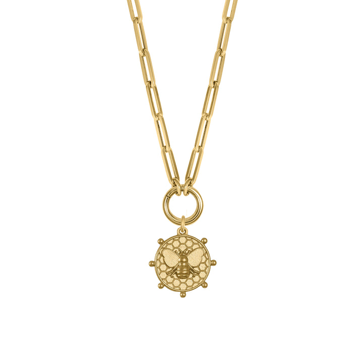 Bee Euphoria with Mini Paperclip clasp chain in 18K Gold