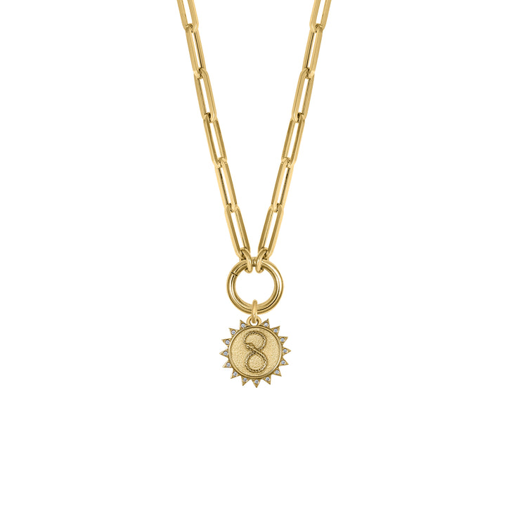 Diamond Ouroboros with Mini Paperclip clasp chain in 18K Gold