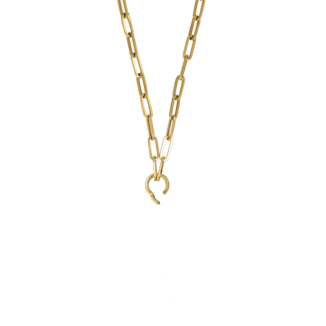 Paperclip Chain with Round Clasp in 18K Gold