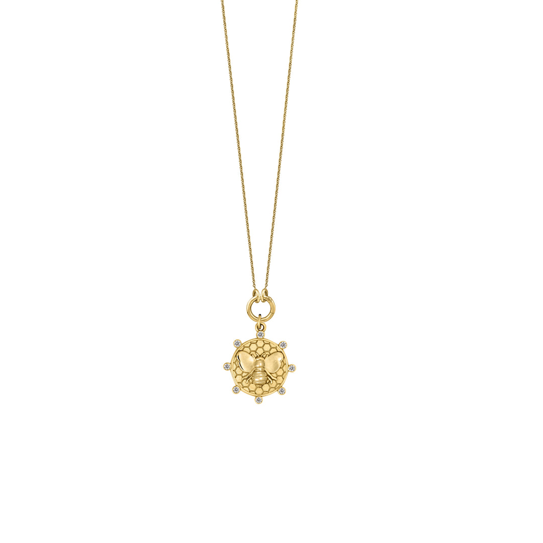 Diamond Bee with Skinny mini clasp chain in 18K Gold