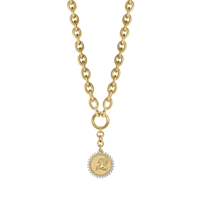 Diamond Pegasus with Bold round clasp chain in 18K Gold
