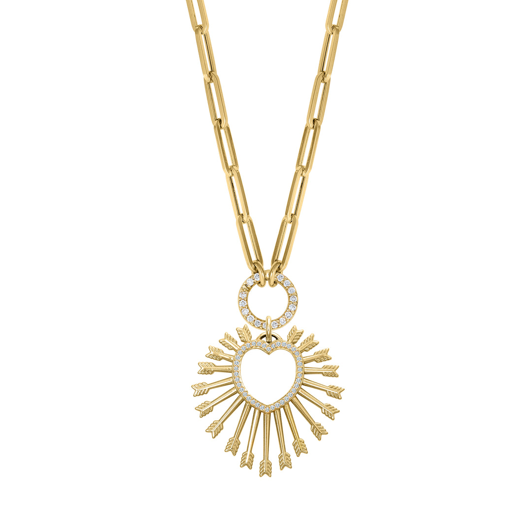 Diamond Lovestruck with Mini Paperclip diamond clasp chain in 18K Gold