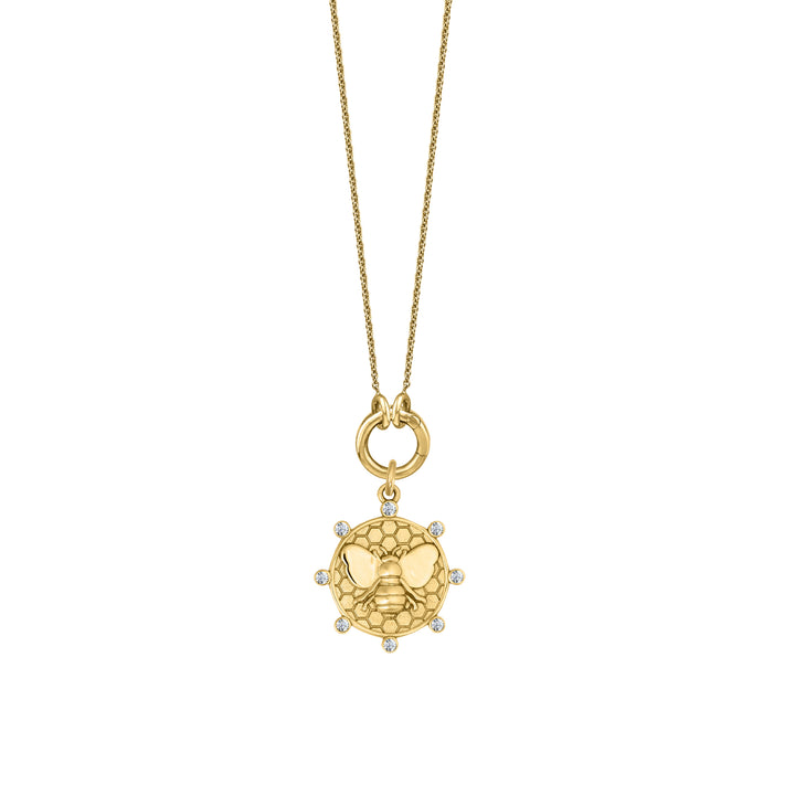 Diamond Bee with Skinny mini clasp chain in 18K Gold
