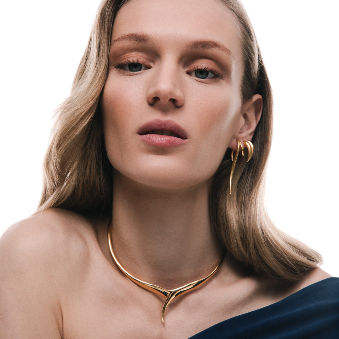 Haniotis_Waves_Eternal Waves_Harmony Choker_GOLD_Haniotis_Hellas_Jewellery_necklace_choker_Χανιώτησ_κοσμήματα_κολιέ_Doris Earrings_Rhene Earrings_Σκουλαρίκια