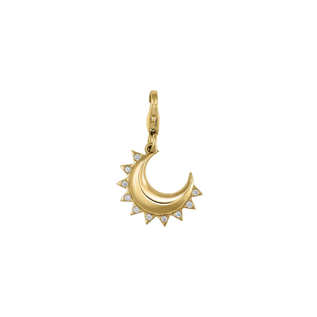 Diamond Half Moon Charm in 18K Gold