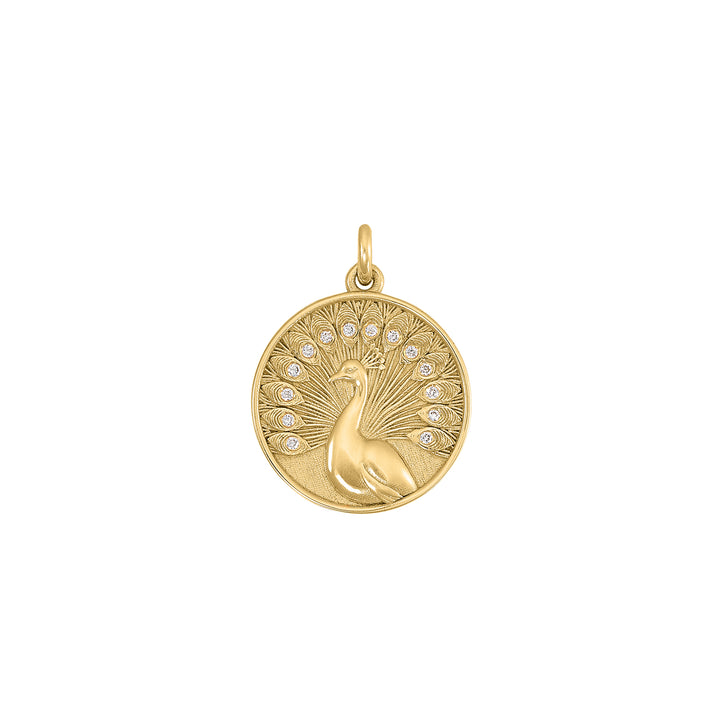 Peacock and Petite Pegasus with mini Paperclip Diamond clasp chain in 18K Gold