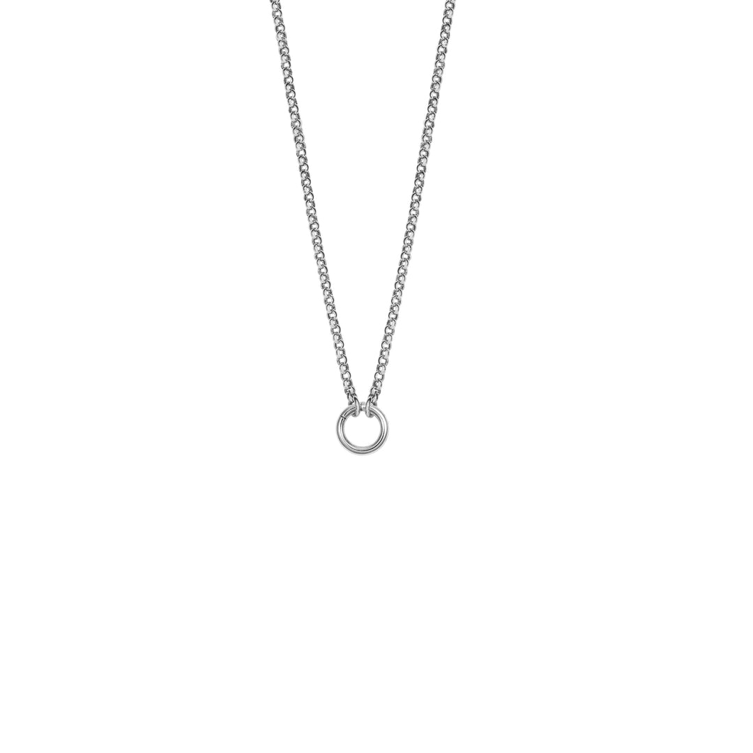 Rolo Chain with Clasp in White Gold