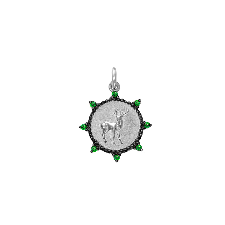 Tsavorite mini Deer Charm in Sterling Silver