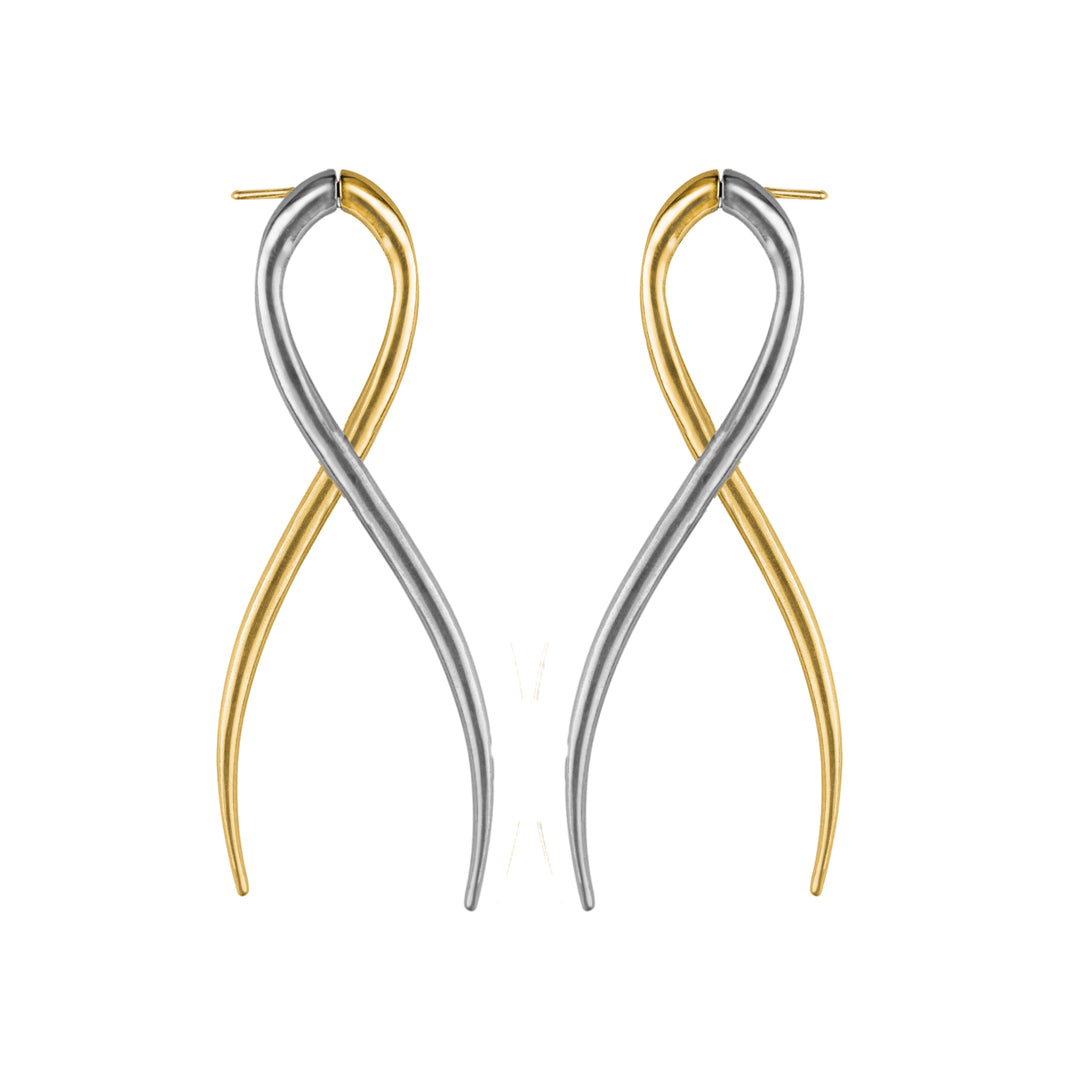 Two-tone Cleone Earrings in Solid Gold and Sterling Silver