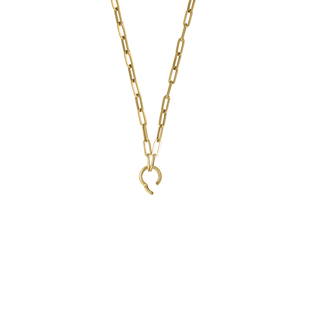 Mini Paperclip Chain with Round Clasp in 18K Gold