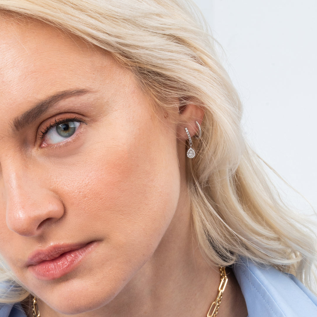 Diamond Pave Hoops with pear shaped Diamonds