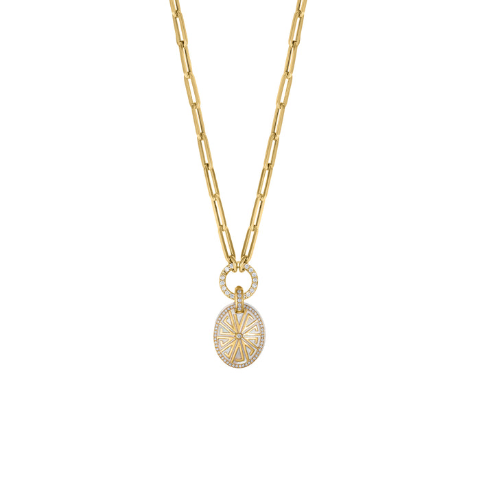Meandros with Mini Paperclip diamond clasp chain in 18K Gold