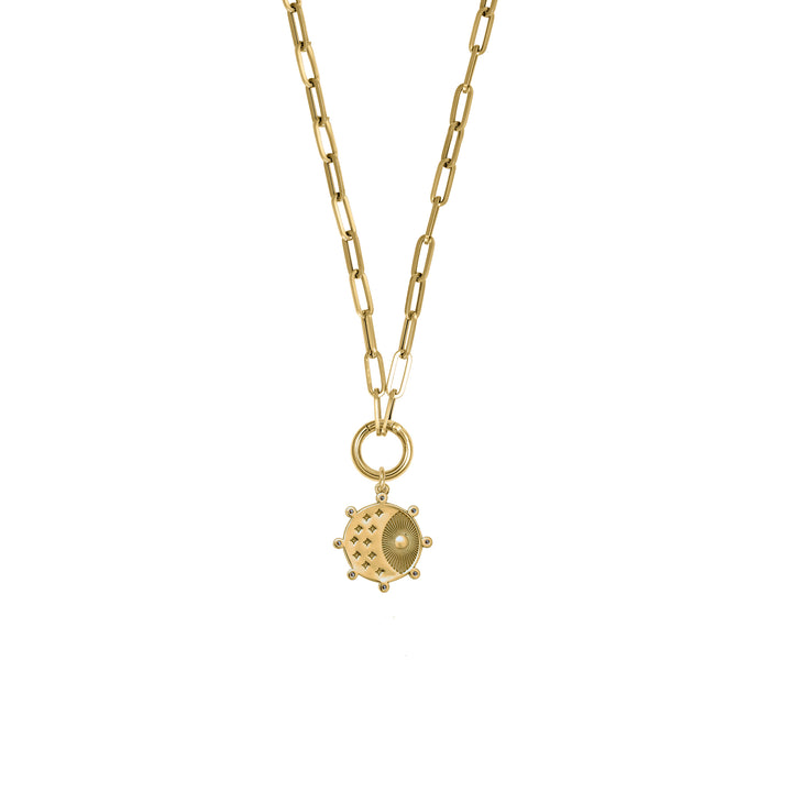 Diamond Bee with Mini Paperclip diamond clasp chain in 18K Gold