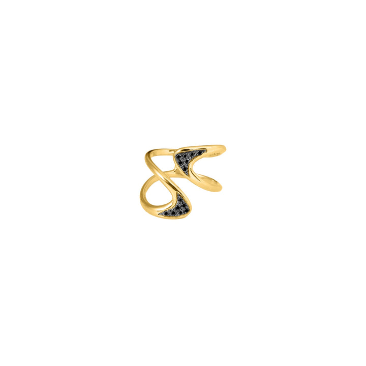 Aegean Diamond Ring - Eternal Waves Collection - Haniotis Hellas - Greek-inspired jewelry - Athens craftsmanship - 14K gold ring - Natural Black diamonds - Solo or paired look - Modern heirloom accessory - Day to night elegance