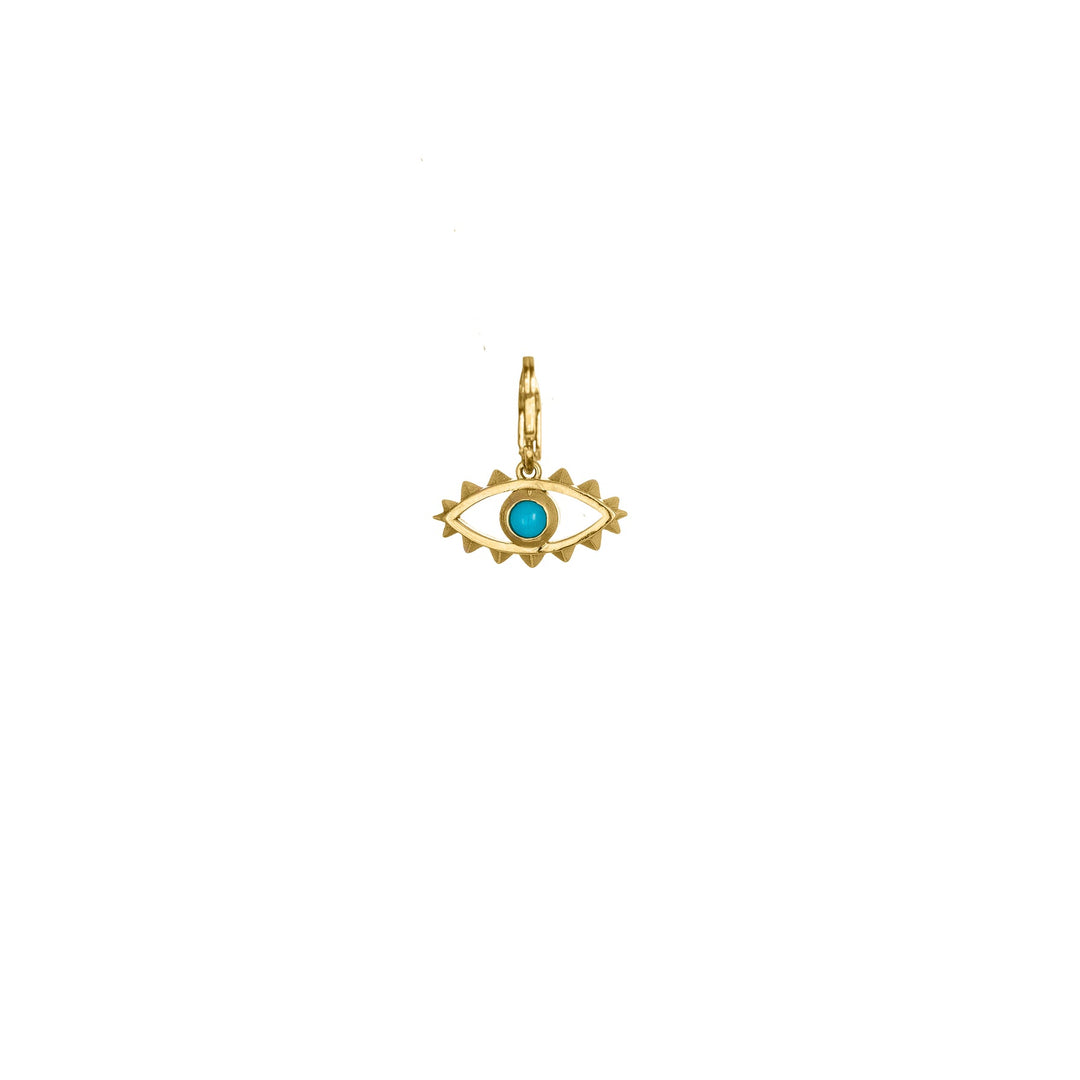 Turquoise Eye Charm in Solid Gold