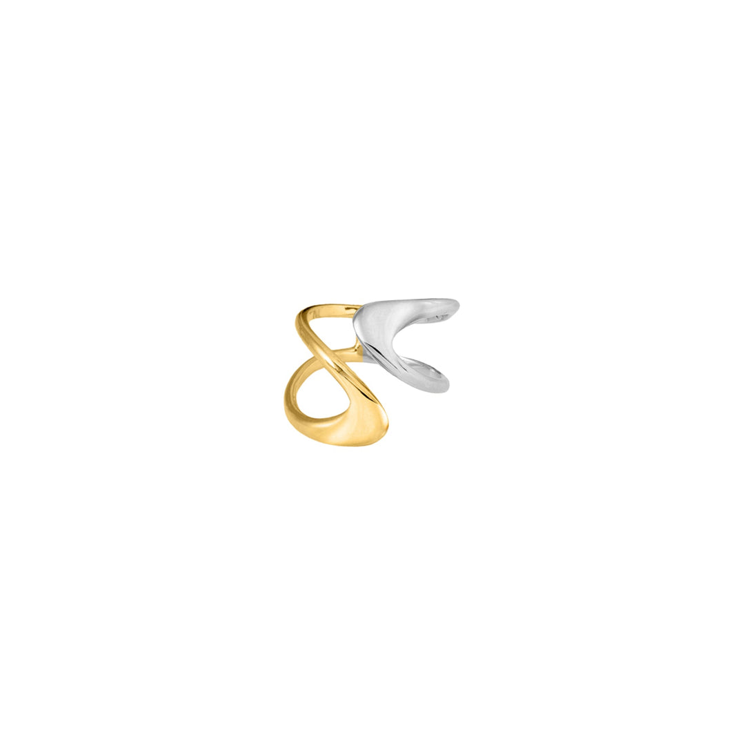  Two-tone Aegean Ring - Eternal Waves Collection - Haniotis Hellas - Greek-inspired Jewelry - Sterling Silver and 14K Gold Ring - Statement Fashion Piece - Mixing and Matching Two-tone Jewels - Modern Heirloom Jewelry - Lifetime Guarantee - Athens Craftsmanship