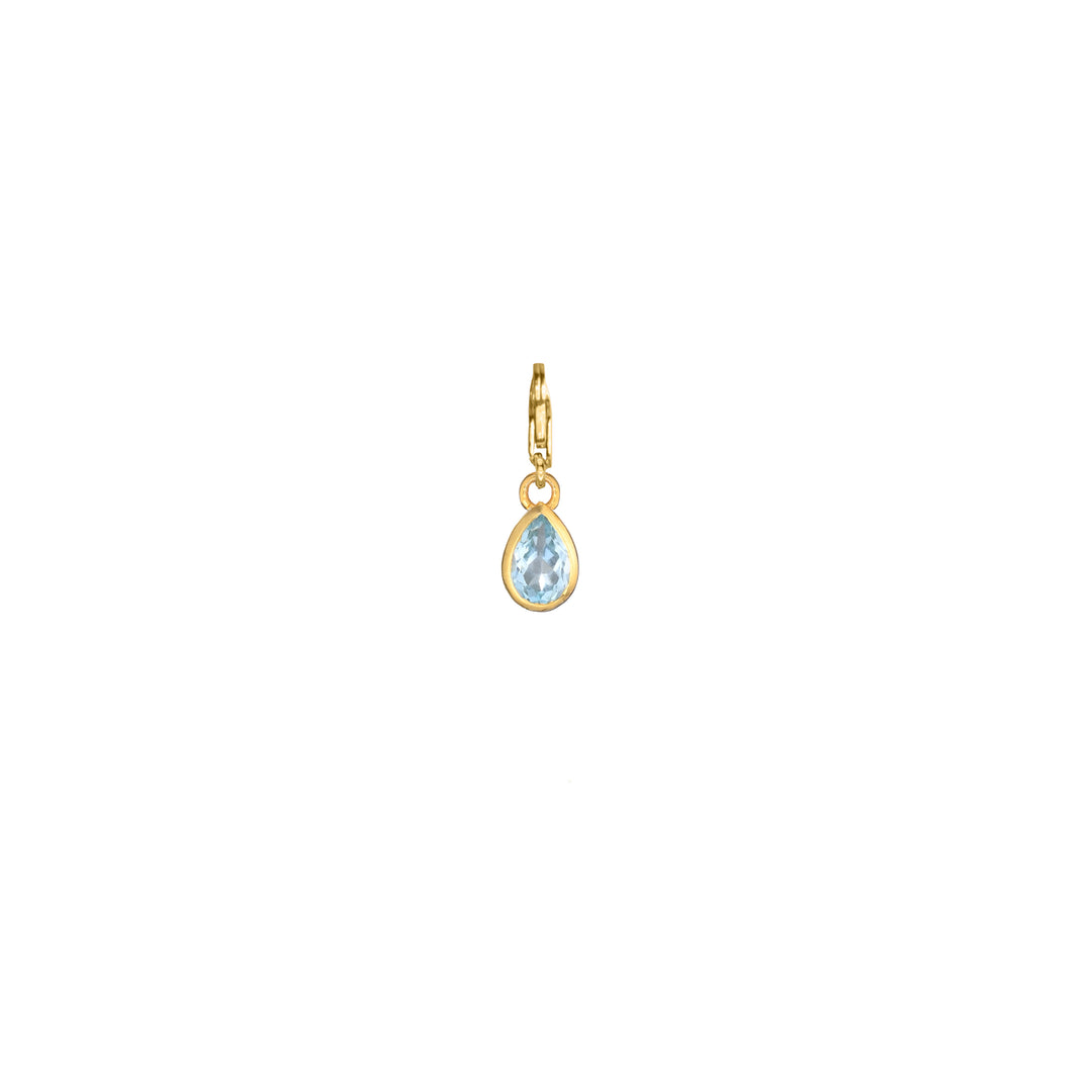Lovestruck with white Diamonds, Ouroboros, Half Moon and Sky Blue Topaz with mini Blend Paperclip chain in Solid Gold