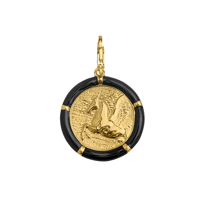 Pegasus, Lion and Diamond Bee with Paperclip diamond clasp chain in 18K Gold