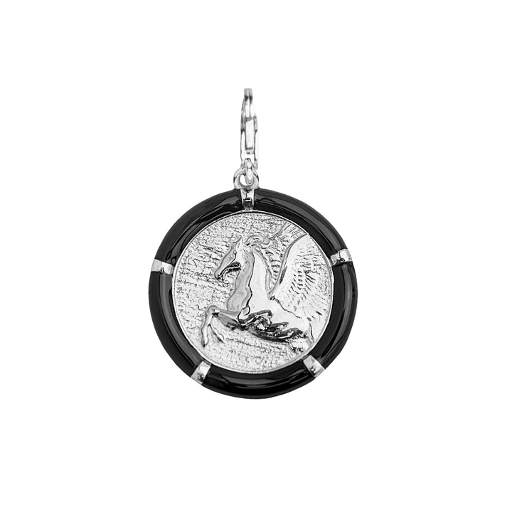 Black Pegasus Charm in Sterling Silver