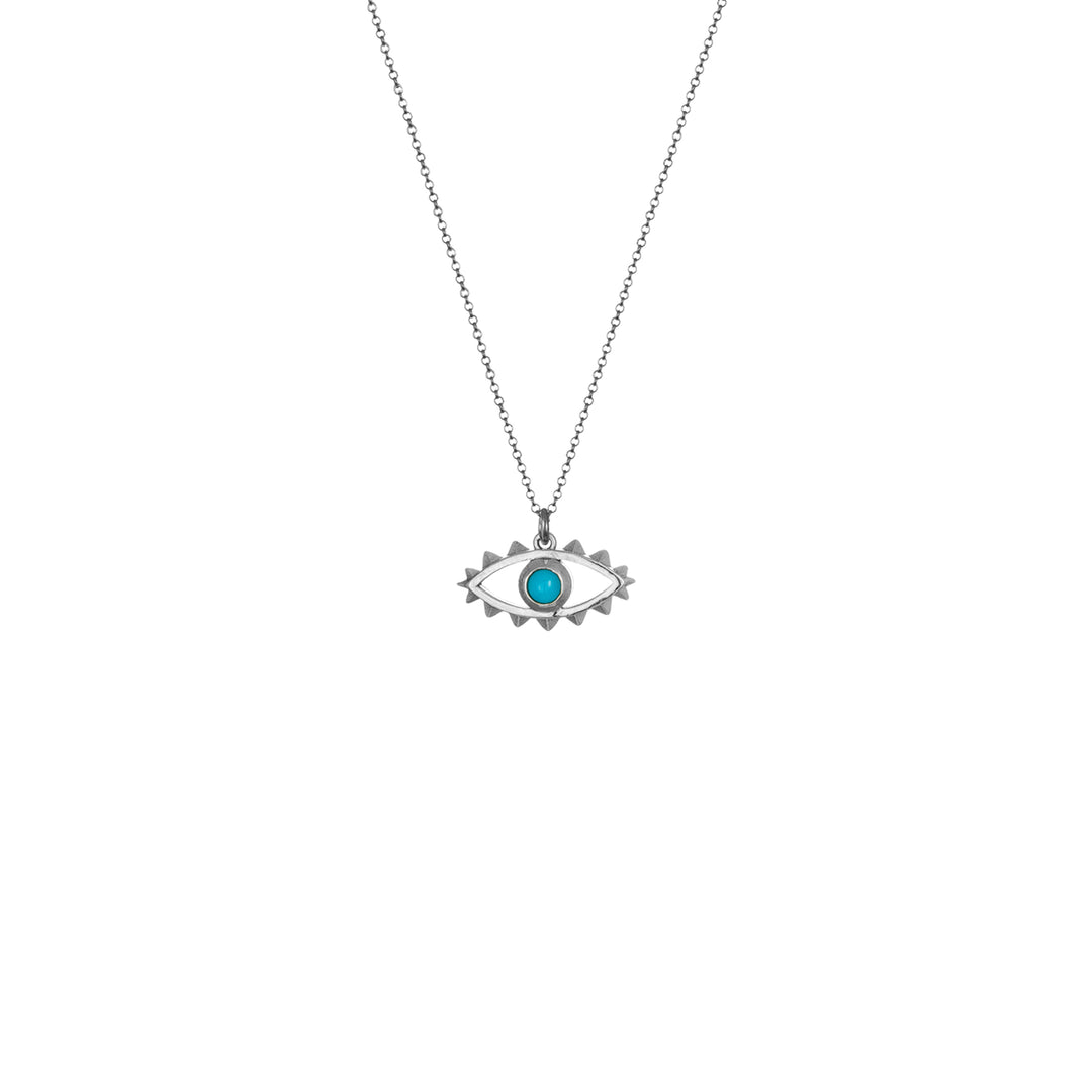 Turquoise Eye necklace, silver