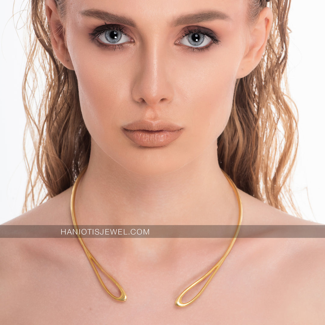 Aegean Necklace from the Eternal Waves Collection - Haniotis Hellas - Handmade in Gold 14K