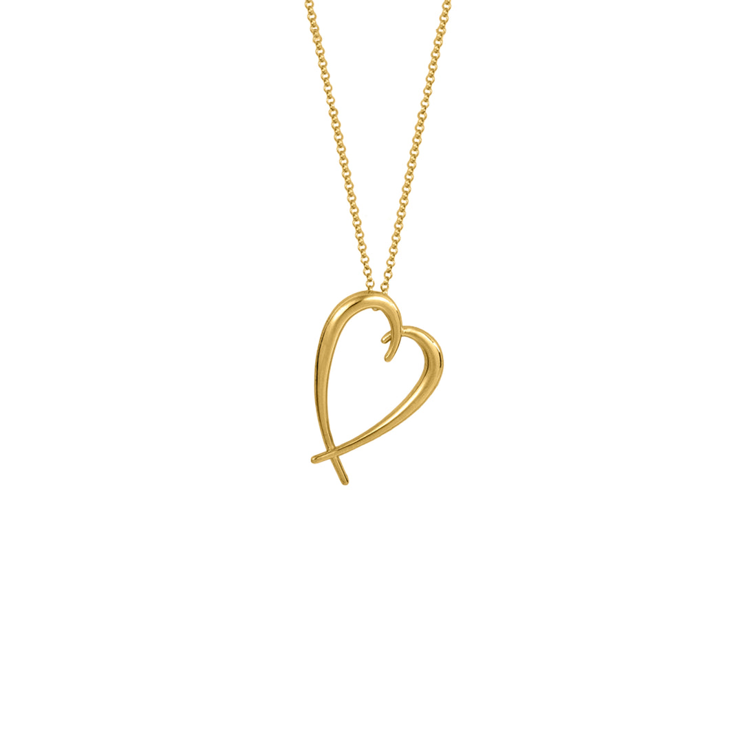Wave Heart Pendant in Solid Gold