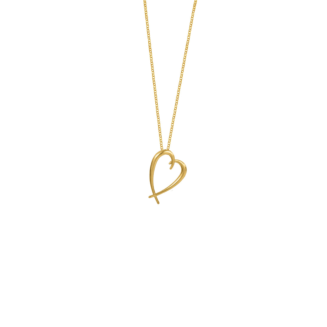 Wave mini Heart Necklace in Solid Gold