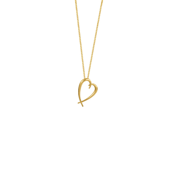 Wave mini Heart Necklace in Solid Gold